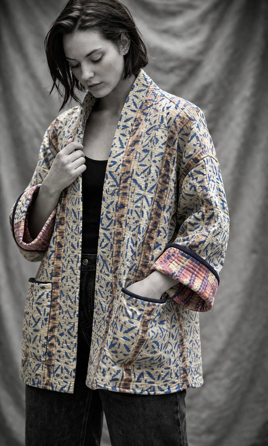 Delhi O13 cotton blockprint kimono In.
