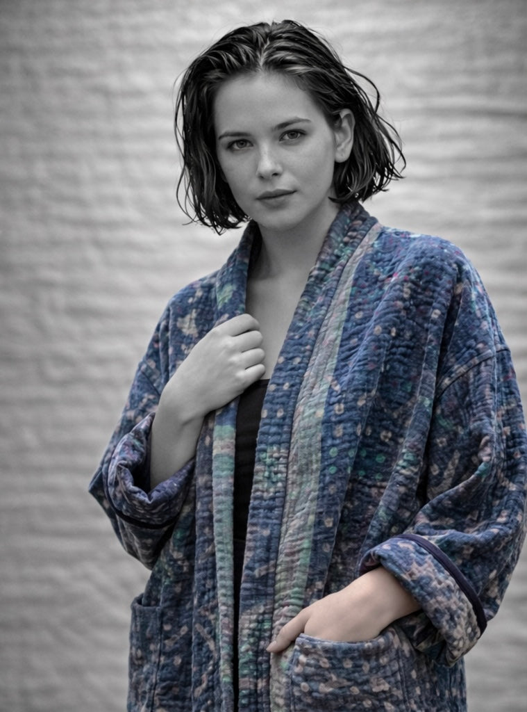 Kimono en coton imprimé au bloc Delhi O7 In.
