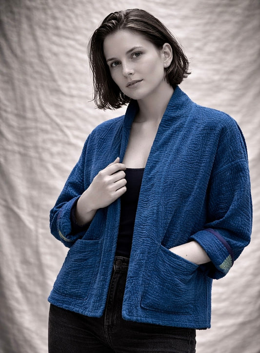 Delhi O9 indigo cotton kimono In.