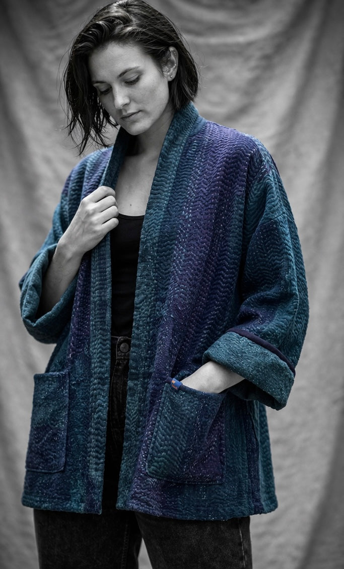 Delhi O12 indigo cotton kimono In.